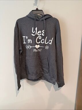 Yes I'm Cold Graphic Hoodie - Dark Gray